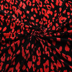 Crush Satin Stripes Leafy Print – Black and  red - KCC165996