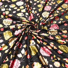 Black Brasso Velvet floral jaal print -  KCC190570