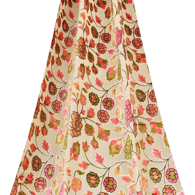 Beige combination with Mustard yellow and Baby Pink Floral Jaal Print - KCC190574