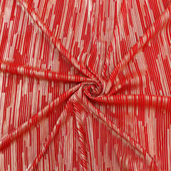 Red Satin Foil Stripe crush Fabric - KCC189390