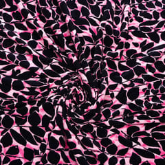 Crush Satin Stripes Leafy Print – Black combination with Pinkish Tone - KCC166003
