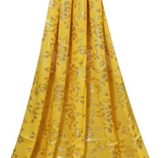 Canary Yellow Chinon fabric with Sequins Embroidered roses   - KCC190740