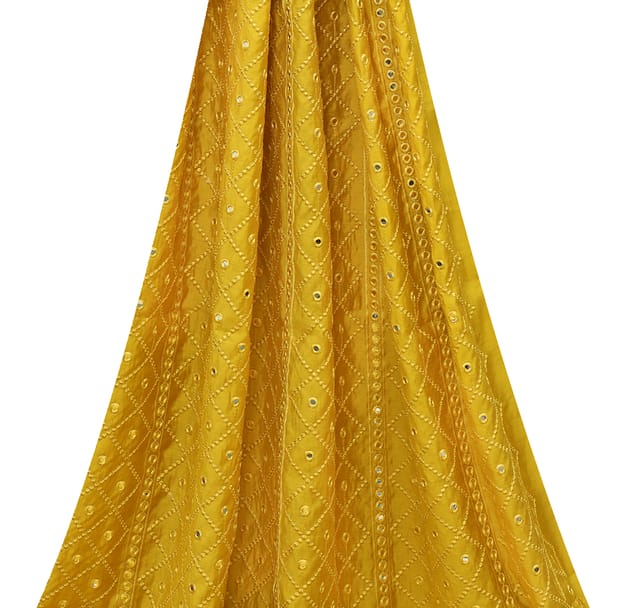 Mustard Yellow Mushroom Silk Embroidery with sequins work -  KCC190725