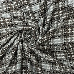 Monochrome tone Check woolen Print Fabric - KCC190873