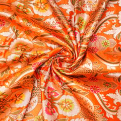Orange Traditional Crafted Floral KinKhab Brocade - KCC190709