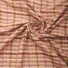 Blush tone plaid woolen weave fabric - KCC190890