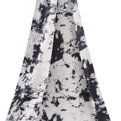Black abstract print on white georgette fabric - KCC161824