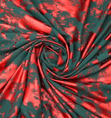 Metallic red foil print on black georgette fabric - KCC156976