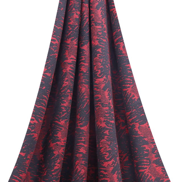 Red and black abstract print Woolen weave - KCC190875