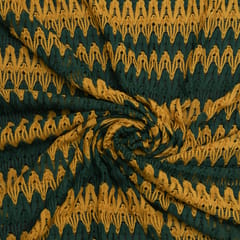 Emerald Green and Mustard Zig-Zag Print Woolen