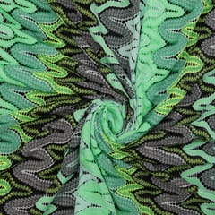 Pastel Green Forest Toned Multicoloured Woolen Zig-Zag Print
