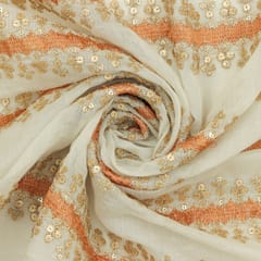 Pearl White Chanderi Silk with Powder Blue Embroidery
