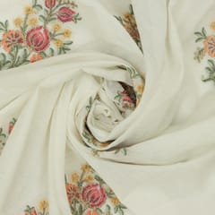 Pearl White Chanderi Silk with Pastel Embroidery