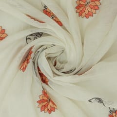 Pearl White Chanderi Silk with Pastel Embroidery