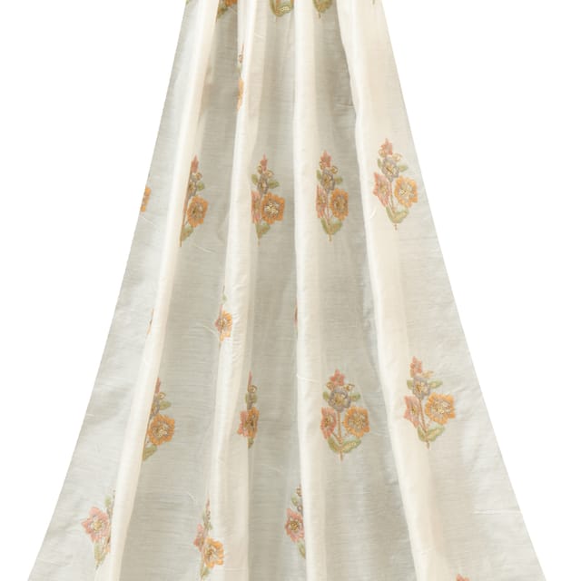 Pearl White Chanderi Silk with Pastel Embroidery (image no 2042 no barcode)