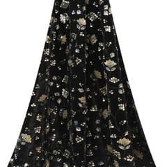 Charcoal Black Sequins Embroidery Velvet Fabric