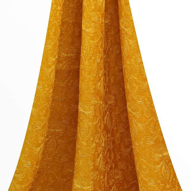 Mustard Yellow Munga Silk Embroidery