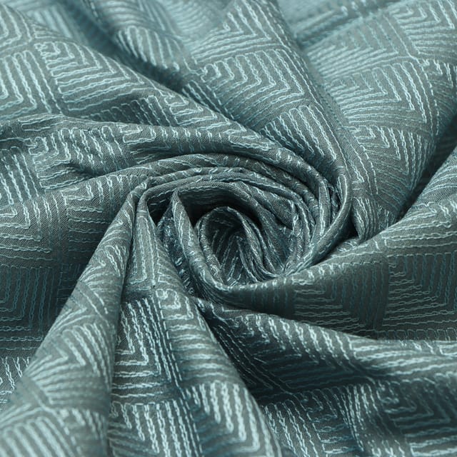 Blue Munga Silk Dim Golden Zari Embroidery Fabric