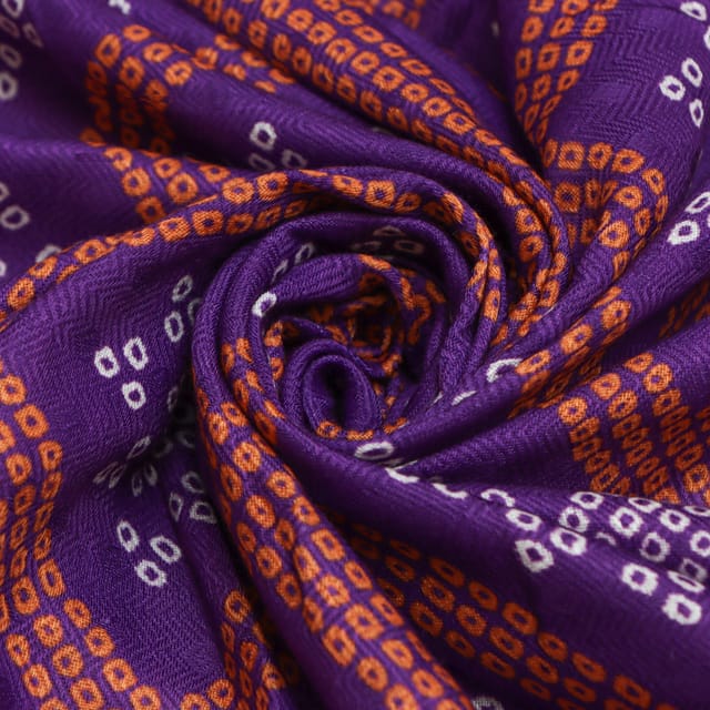 Purple Pashmina Bhandhani Box Print Fabric