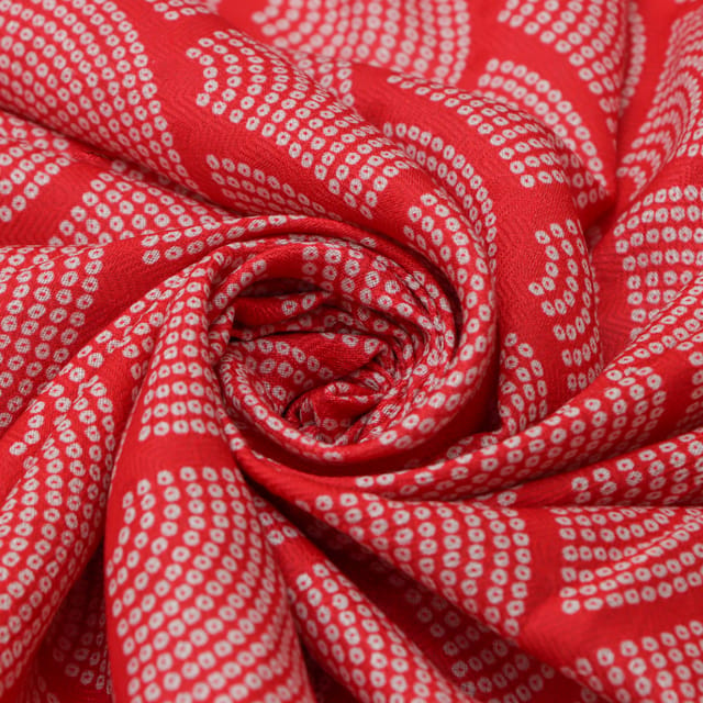 Red Pashmina Bhandhani Print Fabric