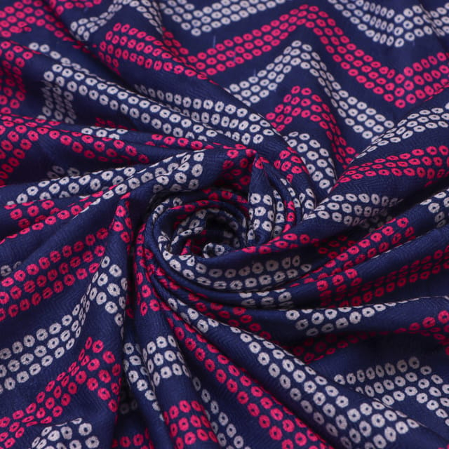 Navy Blue Bhandhani Stripe Print Fabric