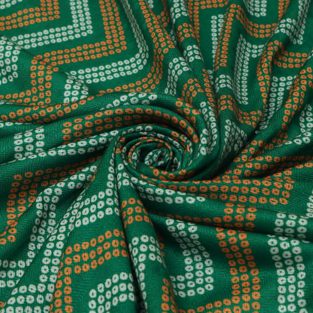 Grass Green Bhandhani Stripe Print Fabric