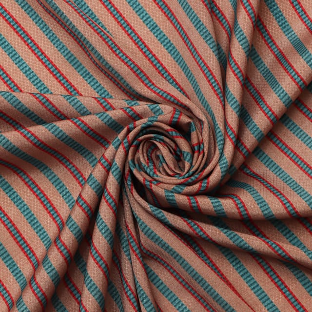 Light Brown Stripe Print Satin Dobby Fabric