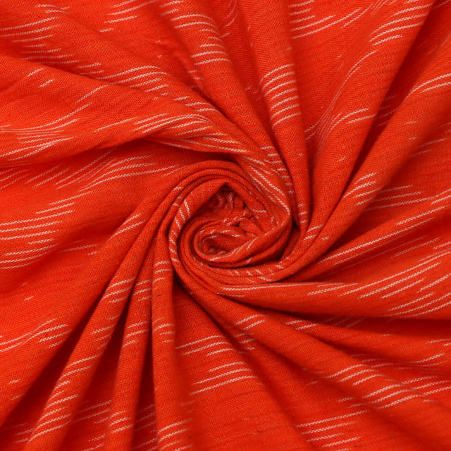 Fire Orange Cotton Ikat Print Fabric