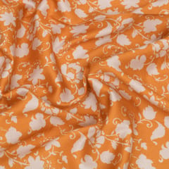 Golden Yellow Glace Cotton Floral Print Fabric