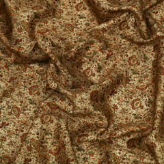 British Tan Glace Cotton Motif Print Fabric