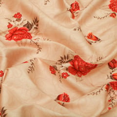 Apricot Glace Cotton Floral Print Fabric
