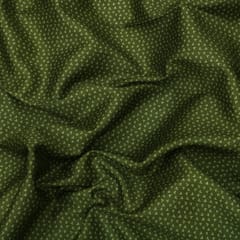Olive Green Glace Cotton White Print Print Fabric