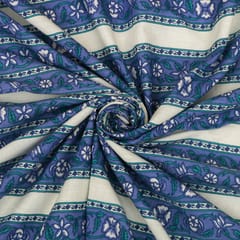 Blue & White Cotton Stripe Print Fabric