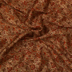Brown Glace Cotton Floral Print Fabric