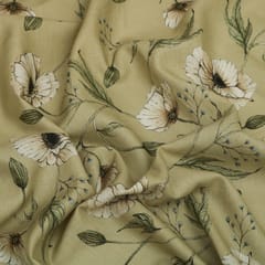 Oyster Cream Floral Print Linen Fabric