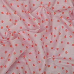 Blush Pink Heart Print Mulmul Fabric
