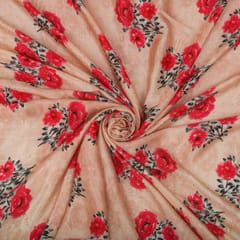 Blush Pink Floral Print Satin Silk Embroidery Fabric