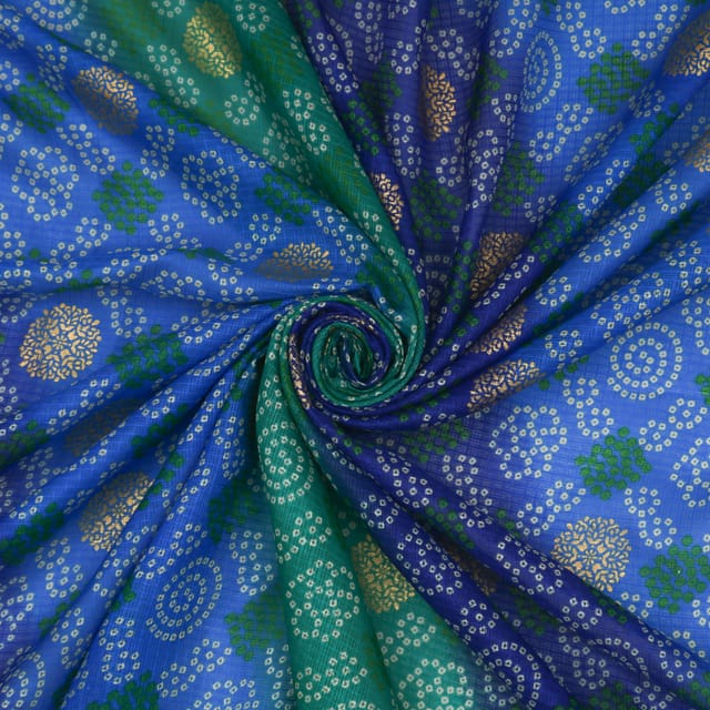 Blue Toned Bandhani Print Chinnon Fabric