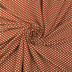 Sienna Brown Polka Dot Print Crepe Fabric