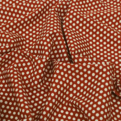 Sienna Brown Polka Dot Print Crepe Fabric