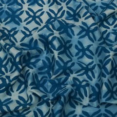 Sky Blue Ethnic Batik Print Cotton Fabric