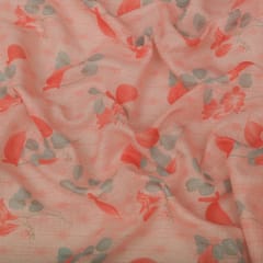 Baby Pink Floral Print Checkered Kota Loom
