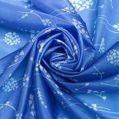 Cobalt Blue Ethnic Print Organza Fabric