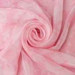 Lemonade Pink Floral Print Organza Fabric
