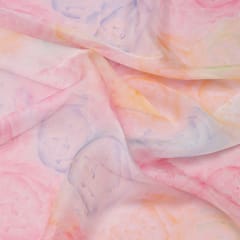 Pastel Multicoloured Print Organza Fabric