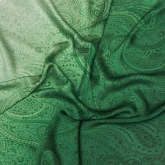 Bottle Green Floral Print Satin Fabric