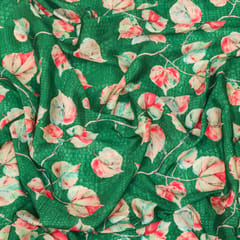 Sage Green and Pink Floral-Print Crepe Fabric
