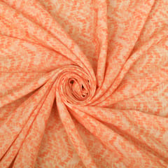 Cream and Peach Stripe-Print Crepe Fabric