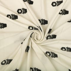 White and Black Print Crepe Fabric