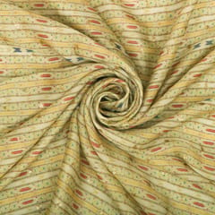 Cream Stripe Print Satin Sequence Fabric